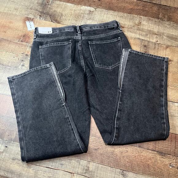 PacSun | NEW Women's Black Denim Button Fly Low Rise Straight Jeans Sz 27 - Picture 7 of 7